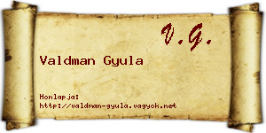 Valdman Gyula névjegykártya